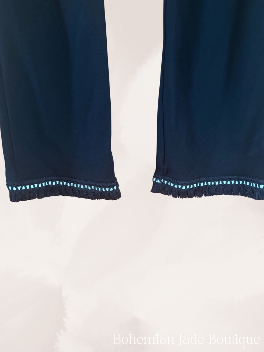 Calzedonia Black Cropped Flare Pants Women’s Medium Fringe Hem - Picture 5 of 6